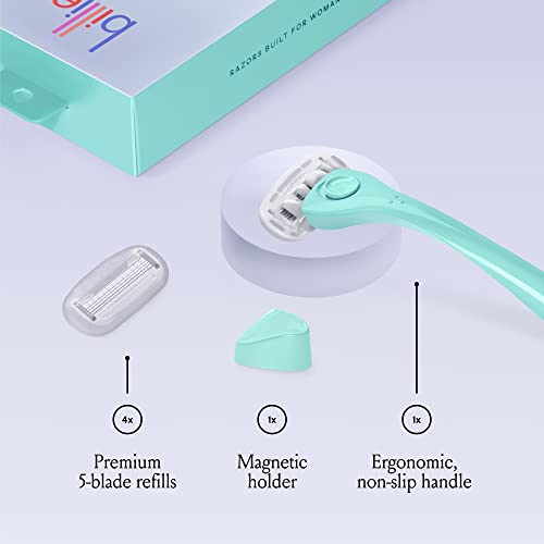 Image of Billie Razors for Women, Minty - 1 Handle, 4 Refills & Magnetic Holder