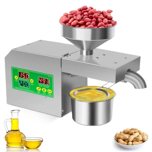 Automatische Ölpresse, 820 W Edelstahl-Ölpresse, einstellbare Temperatur von 40 bis...