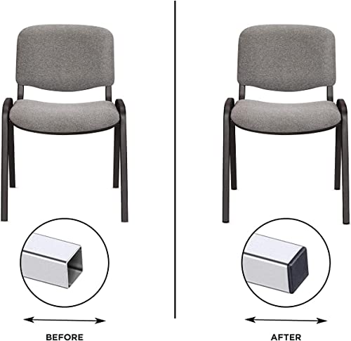 Prescott Plastics 0.5" (12.7mm) Outer Diameter Ribbed Plastic Hole Plugs, Square Black Metal Tubing End Caps, Glide Protection Furniture Legs Insert, Impact & Weather Resistant, Made in USA - 4 Pack