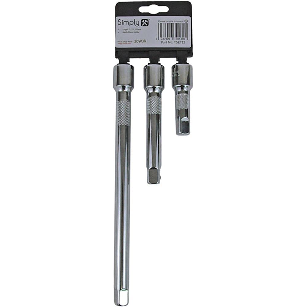 Simply TSET12 3 Piece 1/2” Extension Bar Set - Conveniently Lock Sockets - Extended Reach - Set of 3 - Image 2