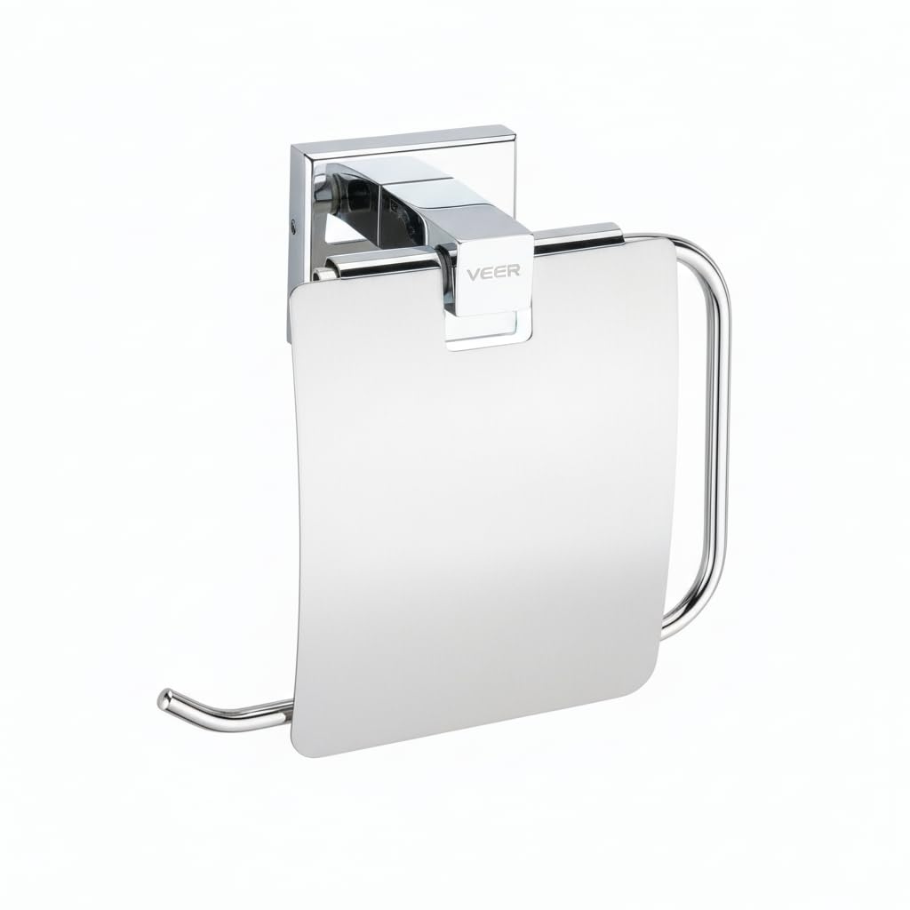 Toilet Paper Roll Holder | Wall Mounted Bathroom Tissue Stand | 304 Grade Stainless Steel Toilet Tissue Holder & Bathroom Accessories - Kitchen Academy Sets (Pack of 1)