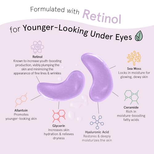 grace & stella Under Eye Patches for Puffy Eyes and Dark Circles (Retinol, 48 Pairs) Restoring Gel Under Eye Masks with Hyaluronic Acid - Vegan Cruelty-Free Skincare Birthday Gifts for Women - Image 3