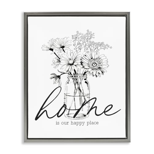 Home Happy Place Floral Bouquet, 17 x 21 Inch Canvas in Floater Frame
