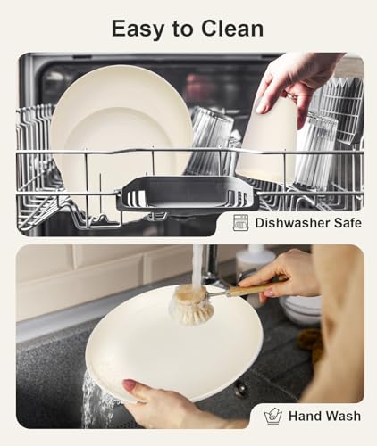 Image of Quatish 24 Piece Plates and Bowls Sets for 6, Unbreakable Dinnerware Sets, Dish Set for Camping, Dishwasher Microwave Safe, Outdoor Kitchen and Apartment Dorm Dinning RV Essentials, Beige