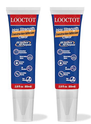 LOOCTOT Max Strength Clear Construction Adhesive, 5.6 fl oz Integrated Squeeze Tube