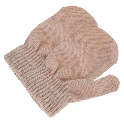 KOMBIUDA Soft Knitted Winter Gloves for Kids Christmas Snow Mittens Unisex Plush Cuffs