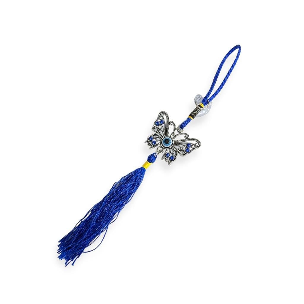 Revashree Craft World Wall Hanging Showpiece Butterfly Shape Evil Eye for Good Luck Prosperity Health Wealth Decoration Vastu Feng Shui Amulet Ornament Office Home Decor & Car (Blue) H : 9 inch