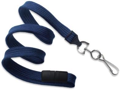 Navy Blue 3/8" Wide 36" Flat Braid Breakaway Lanyard, Swivel Hook (100/bag)