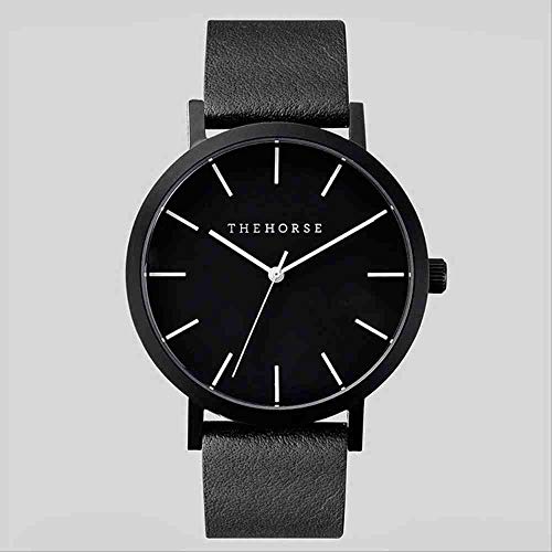 DECTN Armbanduhr Neue einfache und stilvolle Herren- und Damengürteluhr Horse Watch 15 S Black Shell Black Face - Schwarzer Gürtel