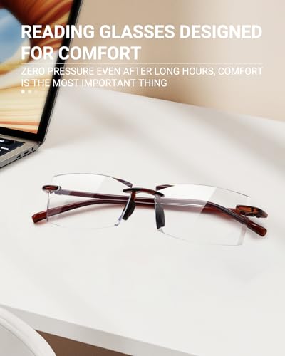 Image of TERAISE Rimless Reading Glasses Comfortable Lightweight Frameless Reader Men Women Blue Light Blocking Computer Eyeglasses