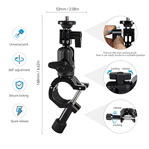 Yusen Super Clamp Motorcycle Bike Camera Clamp Mount With 1/4" Thread, Bike/Motorcycle Handlebars Mount For Canon Nikon Dslr Camera/Gopro/Led Lights/Ronin-M/Ronin Mx/Freefly Movi #TOP2