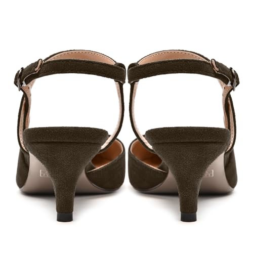FEMSTEP Womens Ankle Strap Buckle Suede Evening Dress Pointed Toe Kitten Low Heel Pumps Shoes 2.2 Inch4