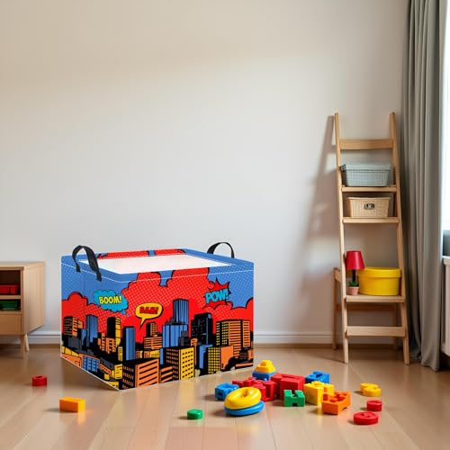 Image of Rectangular Baby Girl Basket Kids Baby Storage Basket Toy Storage Bin Organizer Box Room Decor(City)