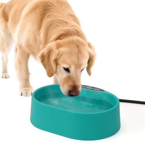 Yeatruojeet 125 OZ/3.7L Heated Water Bowl Large Heated Dog Bowls for Outside Safety Listed Heated Pet Bowl with Anti-Chew Cord for Dog Chicken Duck Cat Drinking Water in Winter Anti-Slip Base