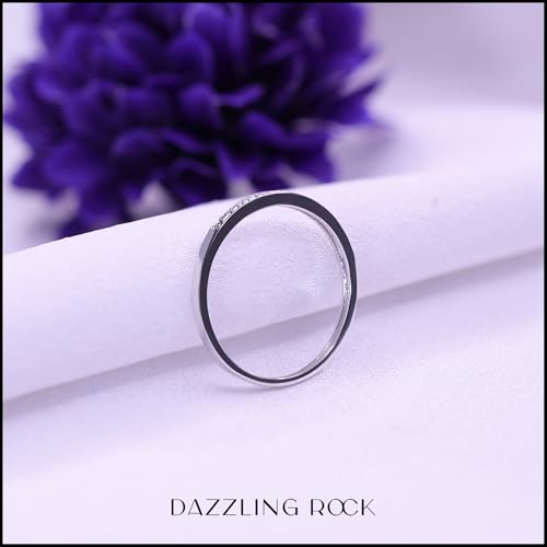 Dazzlingrock Collection 0.10 Cttw Alternate Round Blue & White Diamond Stackable Wedding Band for Women in 10K Solid Gold4