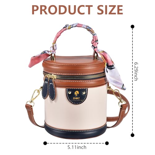 2025 Colorblock Bucket Bag for Women,Retro Crossbody Bags for Women Female PU Leather Color Contrast Cylinder2