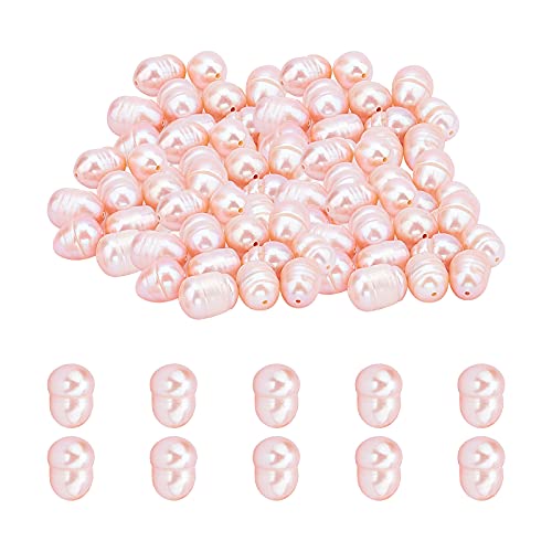 SUPERFINDINGS 100PCS Perlas de Agua Dulce Cultivadas Naturales Ovaladas Perlas de Color Marrón Rosado Perlas Sueltas Perlas de Perlas de 7~13 mm para Hacer Joyas Suministros de Artesanía