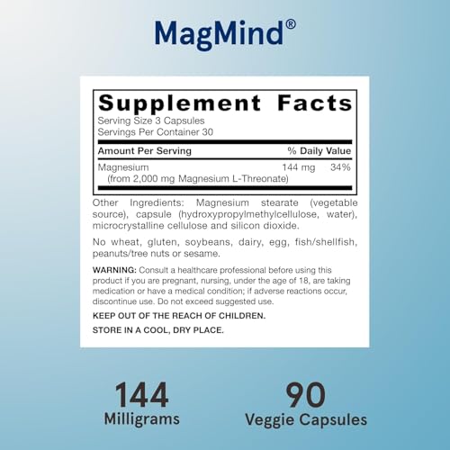 Jarrow Formulas MagMind - 90 Capsules - Includes Magnesium L-Threonate (Magtein) - Supports Brain Health & Function - 30 Servings (Pack of 2) - image 3