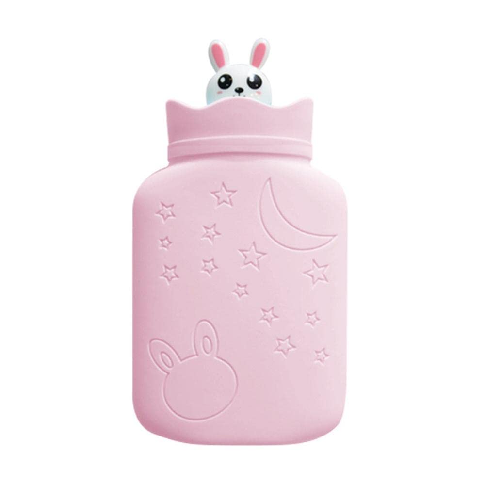 Borsa per acqua calda con motivo a stella e luna, 330 ml, in silicone, per alleviare il dolore e per le mani, per le donne, per ragazze e ragazze, 1 pezzo