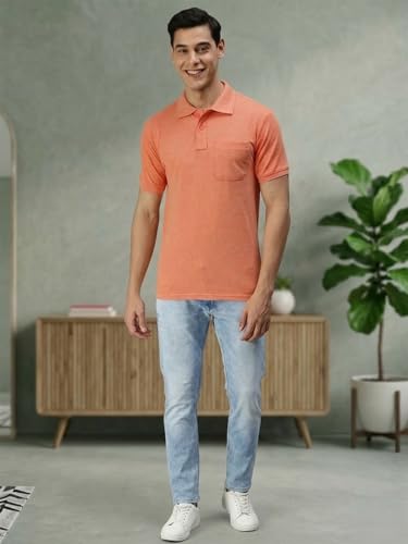 Image of Lux Cozi Men's T-Shirt with Chest Pocket | Polo T-Shirt for Man | Plain Casual Stylish | Half Sleeve| Cotton Blend Collar Polo T-Shirts for Men