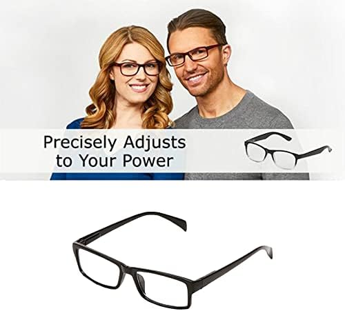 One Power Glasses Reading Sunglasses Quality Spring Hinge Readers, Auto Focus Adjust Eyeglasses For Men and Women, Black Square Frame 3 Pairs - Image 6