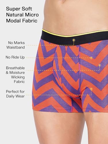 Image of Bummer Printed Micro Modal Trunks Underwear for Men - Ultra Soft & Breathable, 3 Times Softer Than Cotton, Anti-Bacterial, Stretchable for Ultimate Comfort & Style, Pack of 1 (A Shark Tank Product)