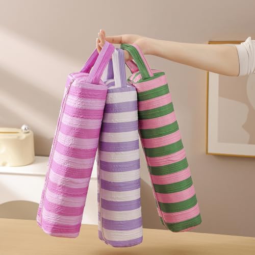 Image of RSRSLEII Striped Hair Tools Travel Bag,Hair Styling Accessories Storage Case for Shark FlexStyle,Dyson Airwrap Hair Dryer,Curling Iron,Straightener,Revlon Hair Tools,Portable&Foldable(20Gray&White)