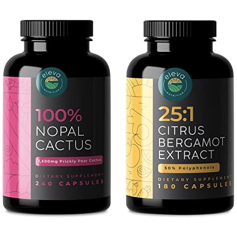 Citrus Bergamot & Nopal Cactus Bundle, 180 Capsules of Citrus Bergamot, 240 Capsules of Nopal Cactus, 1500 Mg of Sun-Dried Prickly Pear Cactus with Black Pepper Extract, 1000 Mg of Bergamot Extract Cover