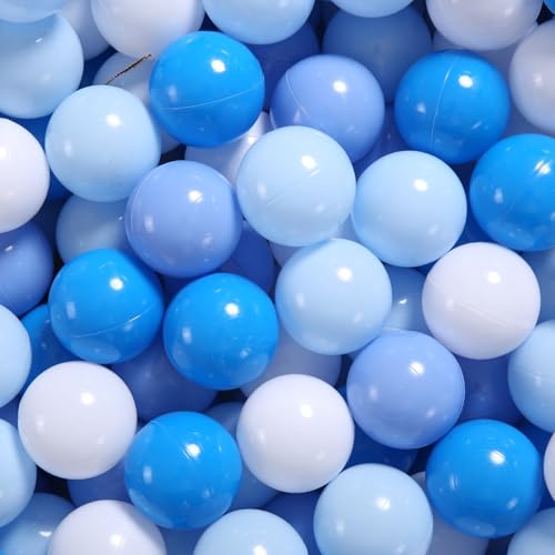 GOGOSO Ball Pit Balls for Toddlers Dogs Baby Boys Girls 2.2Inch Plasticball Toys for Kid Play Tent Birthday Slides Party Decor 500 pcs,Blue+ Light Blue