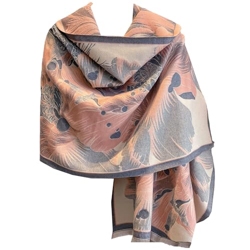Châle pashmina fleurs de magnolia texture cachemire luxe