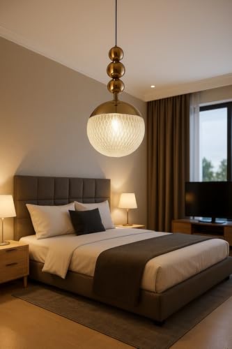 Image of Modern Gold Finish Energy Saving Led Pendant Hanging Light for Bedroom, Living Room, Restaurants, Dining, Coffee Shop, Home and Office