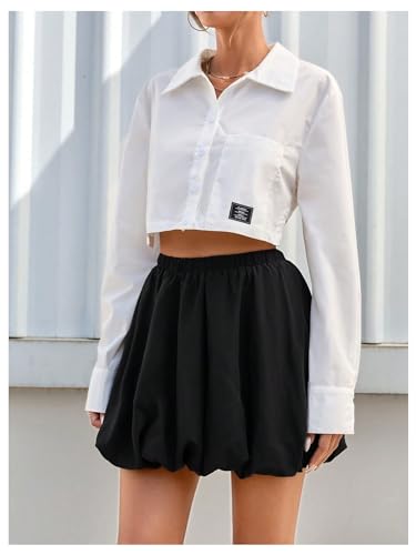 Milumia Women's High Elastic Waist Pleated Y2K Bubble Mini Short Skirt4