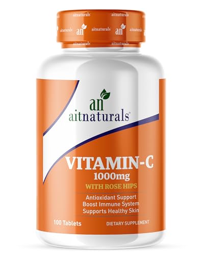 Aitnaturals Vitamin C - 1000mg (100 Tablets) with Rose Hips | Antioxidant Protection Immune Boost Supports Healthy Skin | 100-Day Supply | Non-GMO Gluten-Free Ascorbic Acid Supplement