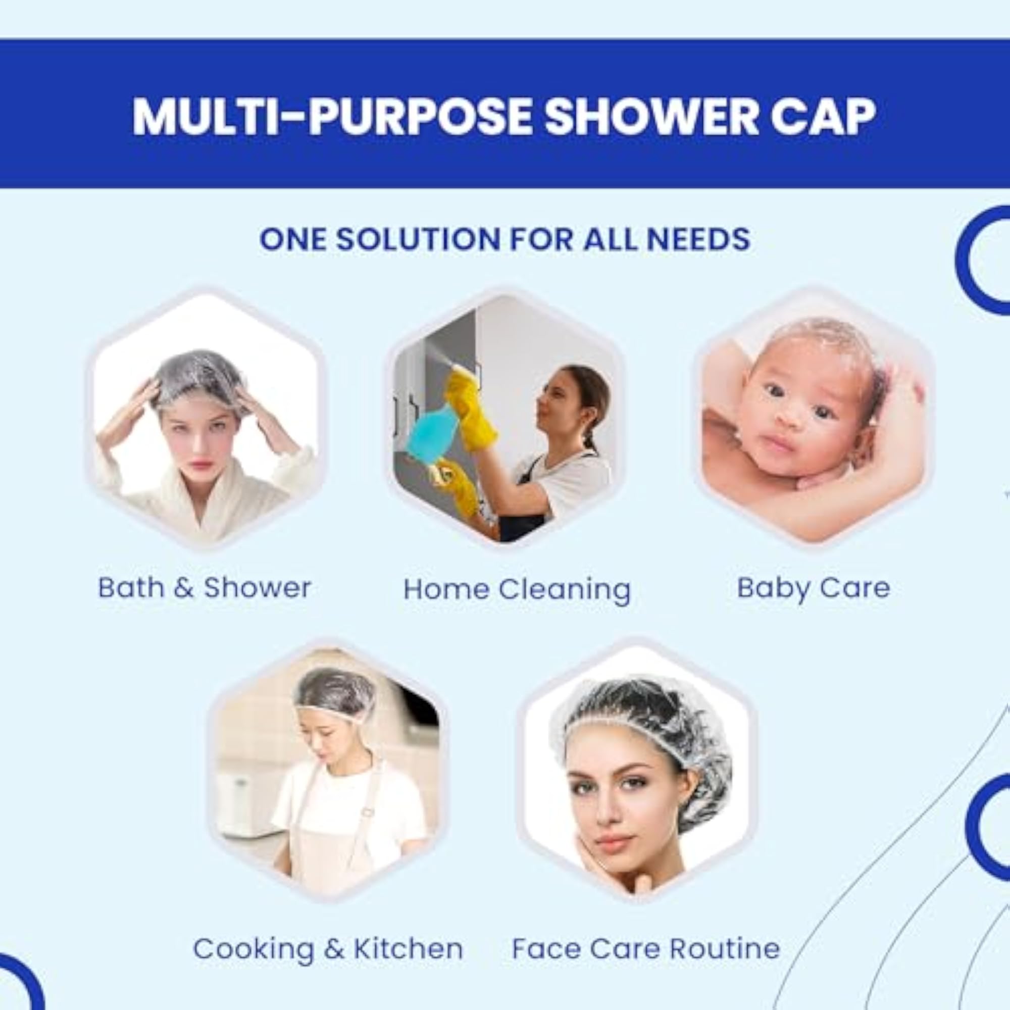 Plastic Shower Cap Pack of 100 for Women & Men