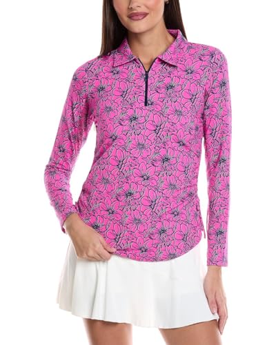 IBKUL Athleisure Wear Sun Protective UPF 50+ Icefil Cooling Diana Print Adjustable Length Long Sleeve Polo - 48930