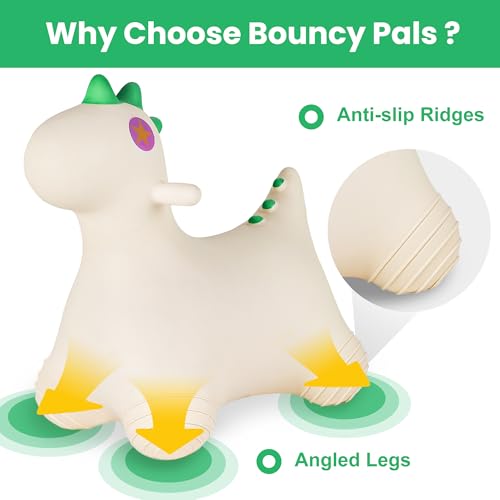 Bouncy Pals Dinosaur Hopping Horse, Toddler Boys Inflatable Bouncing Animal, Dinos Hopper Toy, Baby Indoor Ride on Bouncer, Kids Outdoor Jump Toy, First Birthday Gifts for 18 24 Months 2 3 4 Year Old - Image 6