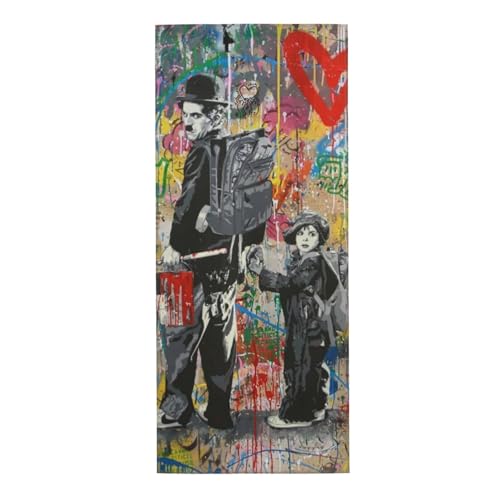 フェイスタオル Banksy バンクシー チャップリン 落書きアート タオル エステタオル 高速吸水 耐久性 毛羽落ち少ない ホテル仕様 マイクロファイバー 肌に優しい ふわふわ 柔らか肌触り 30*70cm