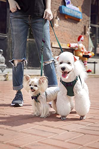 No Pull Dog Harness with Multifunction Dog Leash,Soft Adjustable No Choke Escape Proof Pet Harness Vest for Medium Dogs ,Plaid Green,M - Image 4