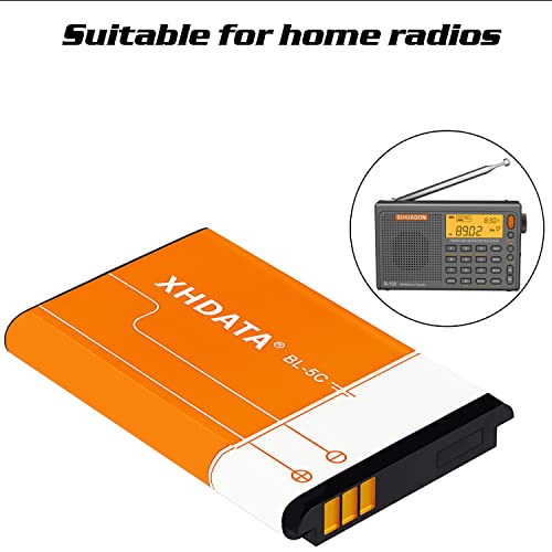 Image of XHDATA BL-5C Battery 3.7V 1000mAh Rechargeable Battery Large Capacity for Radio for Home with Current Protection 2 Pieces (Orange)