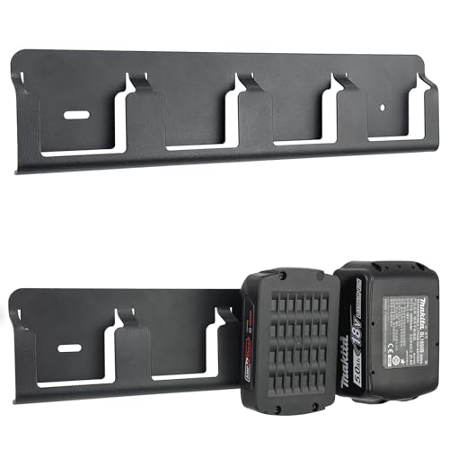 otuiaim Wandhalterung für 4 Akkus kompatibel mit Bosch 18V & Makita 18V Bohrmaschinen verstärkter massivem Stahl Akkuhalter Universal für Werkzeugakku Montage an Lochwänden & Wänden