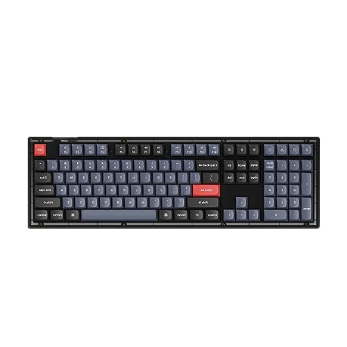 Image of Keychron V6 100% Layout Custom Wired Mechanical Keyboard, 108 Keys RGB Backlight QMK /VIA Programmable Macro, Hot Swappable K Pro Red Switch PBT Keycaps for Mac Windows (Frosted Black)