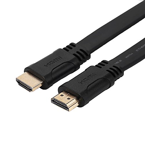 Cable HDMI Plano, HaoDe 1.4 V 19P HDMI Flat Cable de alta Velocidad con Ethernet macho a macho, apoyo 3d 1080p, Canal de Retorno de Audio 0.5 m 1 m 1,8 m 3 m 5 m 10 m  (5m Negro)