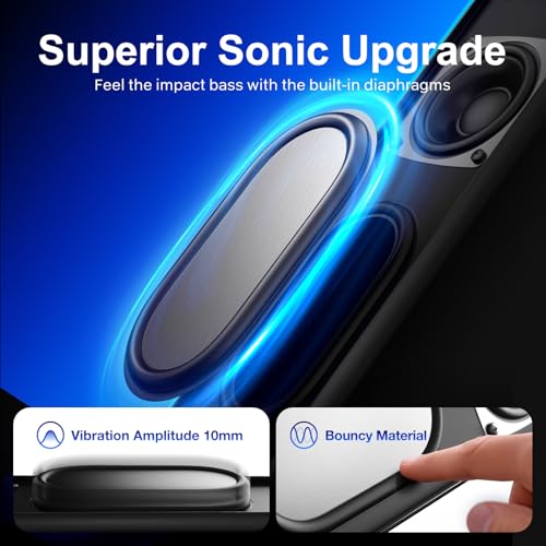 Nylavee Computer Speakers, Hi-Fi Stereo Sound PC Speakers with 9 LED Lighting Modes, Bass Boost, USB/USB-C Powered and 3.5mm Wired Connection for Desktop, PC, MacBook, Laptop, Monitor, Gaming - Image 4