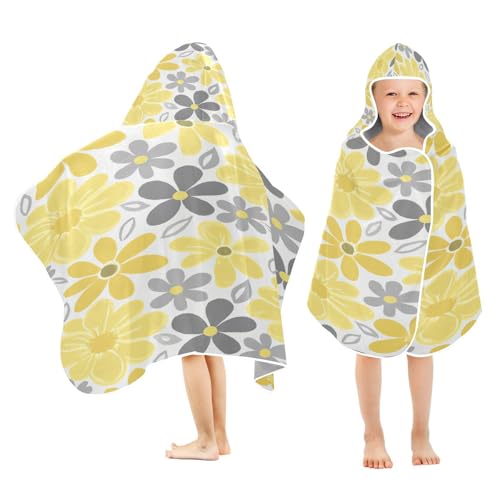 Kigai Small Flower Hooded Beach Towel for Kids Soft Absorbent Quick Dry Bath Towel with Hood Lightweight Toddler Shower Pool Bath Wrap for Boys Girls