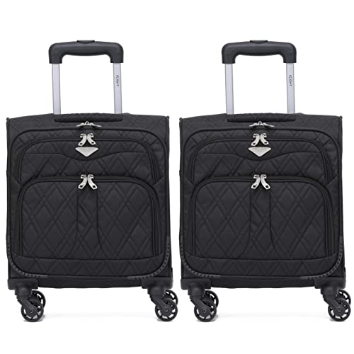 Flight Knight Set of 2 Lightweight 4 Wheel 800D Soft Case Quilted Suitcase Cabin Carry On Hand Luggage Approved for easyJet Maximium Size Free Carry On