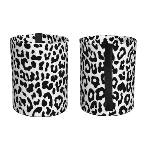 Image of Small Car Trash Can, Black and White Leopard Design Hanging Foldable Car Trash Bag, Waterproof Leakproof Garbage Bin, Car Interior Organizer Accessories