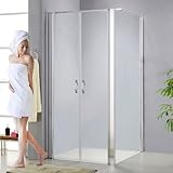 BIJON Duschkabine 90x75 Eckdusche Pendeltür, Klarglas 6mm ESG, Duschabtrennung, Dusche, Duschwand,...