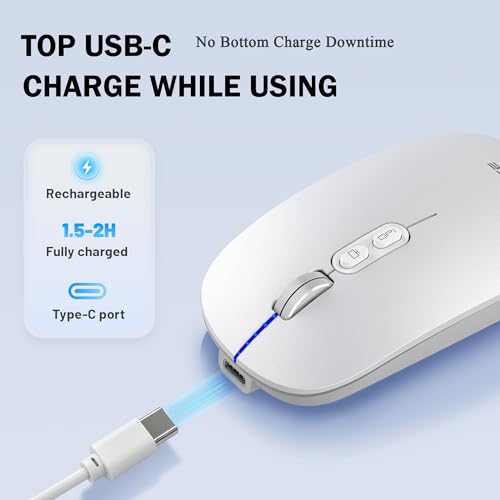 Image of FMOUSE Slim Wireless Mouse, Tri-Mode 2.4G /Bluetooth, Rechargeable - Silver