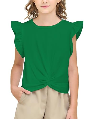 Image of Girls Ruffle Shirts Twist Front Tops Shirt Tee