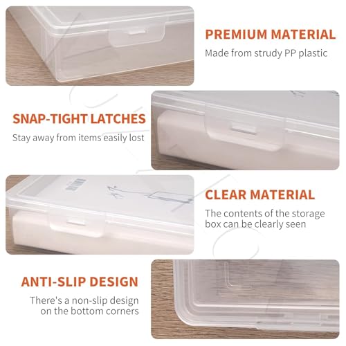 Image of VazzLox A4 Clear File Storage Box (Pack of 2) Premium Plastic Box for Storage Lockable Document Storage Box A4 Paper Storage Boxes Organiser with Lid for Papers File Folders Certificates & Stationery